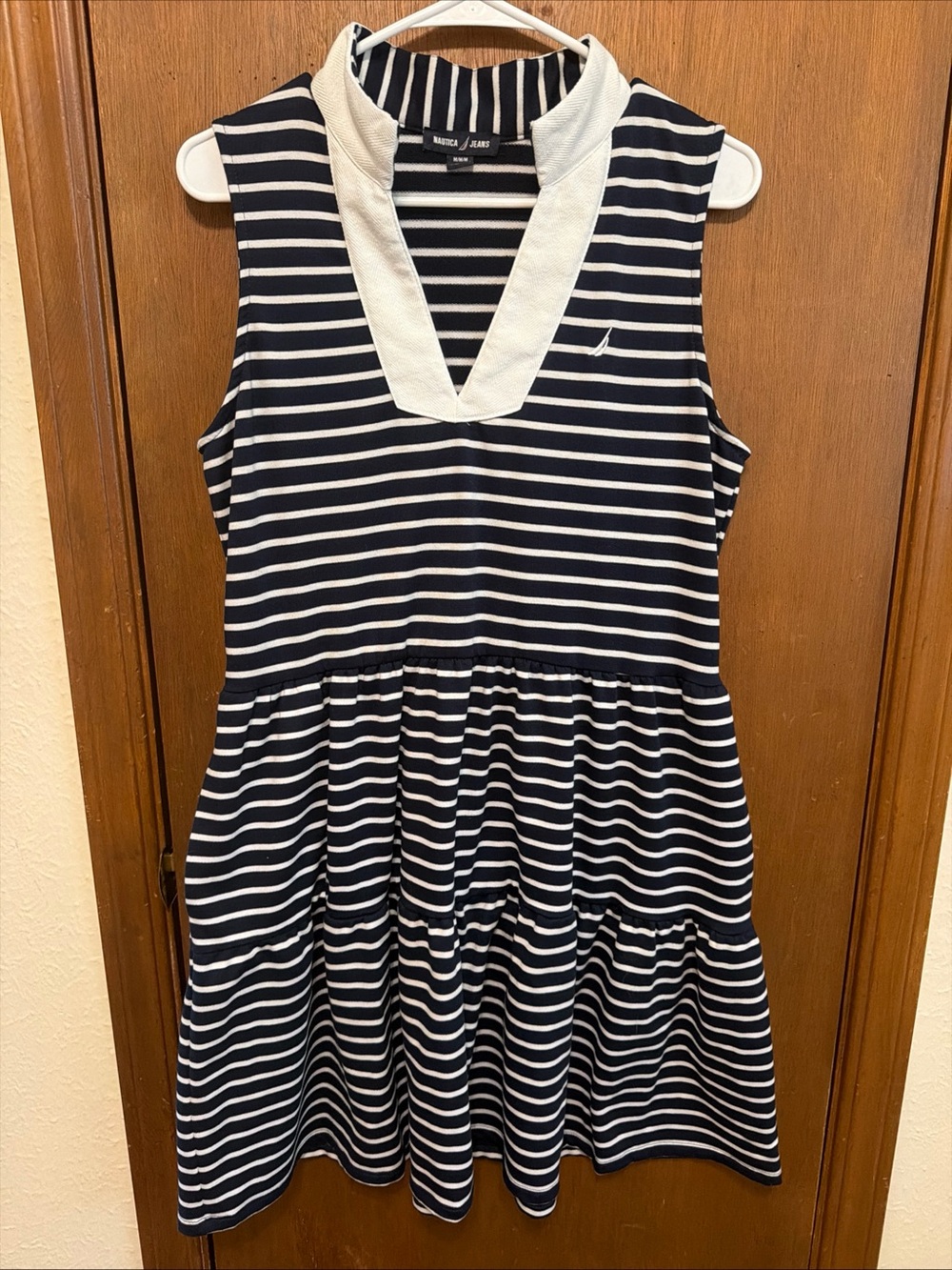Nautica Navy&White Striped Sleeveless Dress sz M